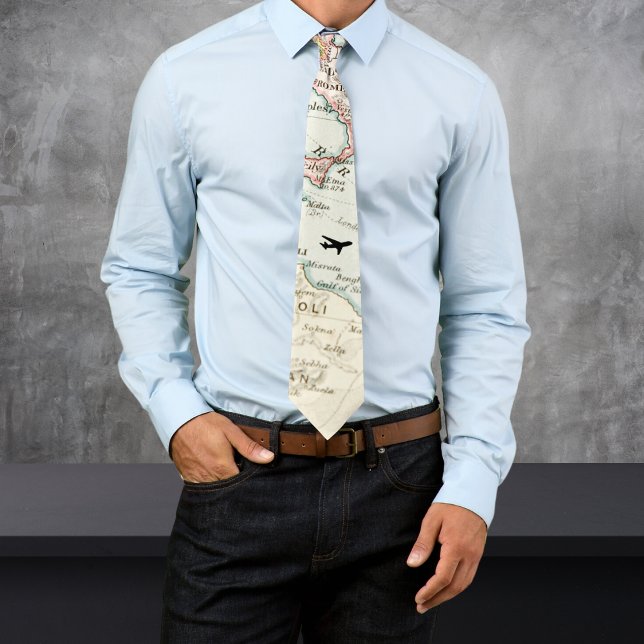 Vintage Weltkarte, Flugzeug, Cool Krawatte (Von Creator hochgeladen)