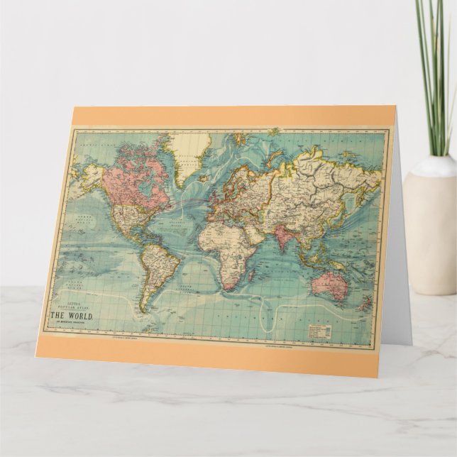 Vintage Weltkarte Historisches 20. Jahrhundert Karte (Vorderseite)