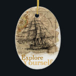 Vintage Weltkarte Keramikornament<br><div class="desc">Vintage Weltkarte,  erkunden Sie sich selbst</div>