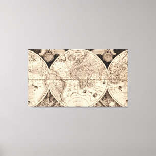 Vintage Weltkarte Leinwanddruck