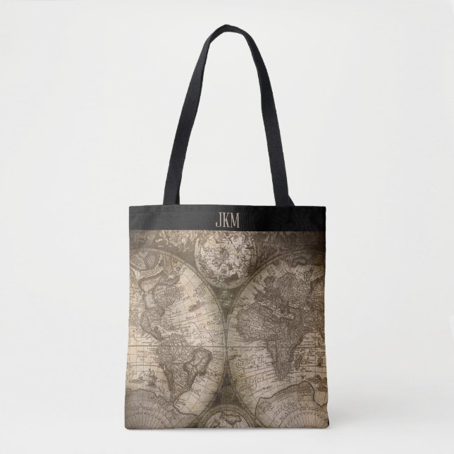 Vintage Weltkarte mit monogrammatischen Initialen (Vorderseite)