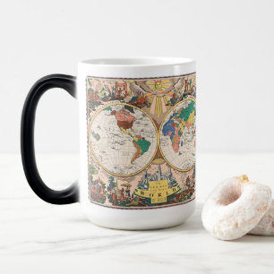 Vintage Weltkarte Morph Tasse – Antike Magie