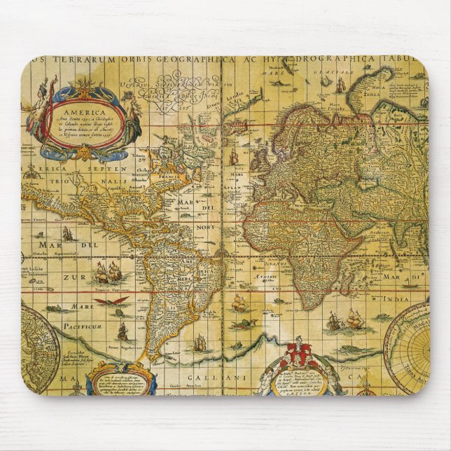 Vintage Weltkarte Mousepad (Vorne)