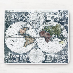 Vintage-Weltkarte Nicolao Visscher 1658 Mousepad