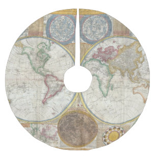 Vintage Weltkarte Polyester Weihnachtsbaumdecke