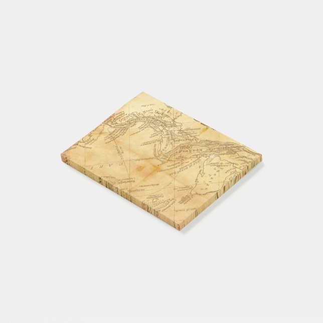 Vintage Weltkarte Post-it Klebezettel (angewinkelt)