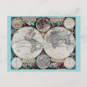 Vintage Weltkarte Postkarte