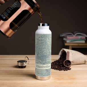 Vintage Weltkarte Reise benutzerdefinierter Name Trinkflasche