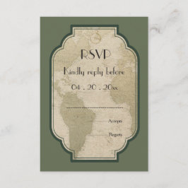 Vintage Weltkarte thematische Hochzeit RSVP