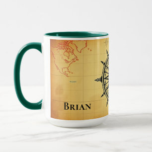 Vintage Weltkarte und Kompass Abenteuer Persönlich Tasse