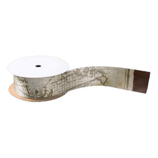 Vintage Weltkarte und -werkzeuge Satinband