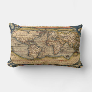 Vintage Weltkarte von Abraham Ortelius 1564 Lendenkissen