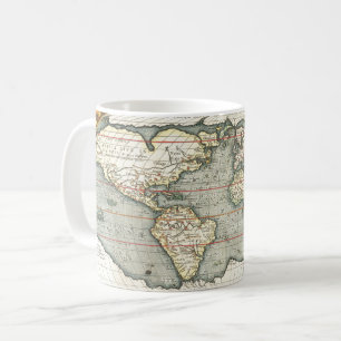 Vintage Weltkarte von Abraham Ortelius 1587–1595 Kaffeetasse