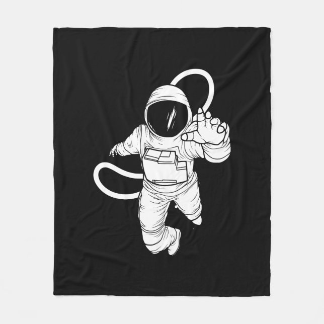 Vintage Weltraum Lustiger Astronaut Fleecedecke (Vorderseite)