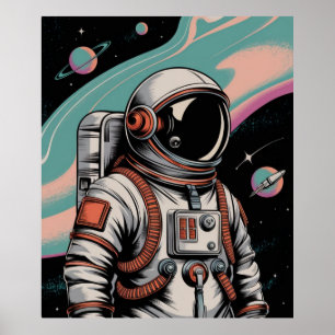 Vintage-Weltraumastronaut Poster
