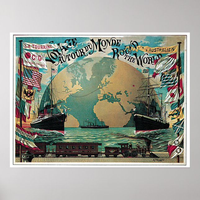 Vintage Weltreise und Reise Poster (Vorne)