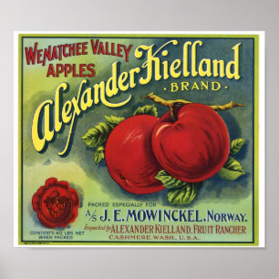 Vintage Wenatchee Äpfel Cashmere Washington Obst Poster