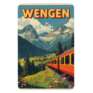 Vintage WENGEN Skiferien Schweiz Schweizer Alpen G Magnet