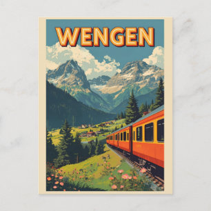 Vintage WENGEN Skiferien Schweiz Schweizer Alpen G Postkarte