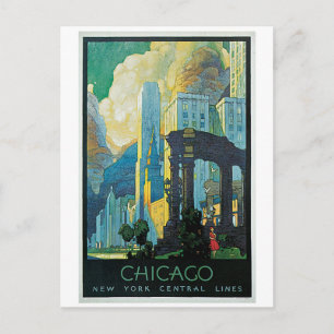 Vintage-Werbeanzeige für Chicago-Reisen aus den 19 Postkarte