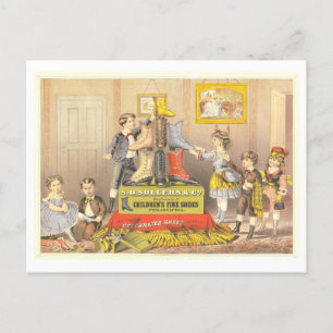 Vintage Werbeanzeige für Kinderschuhe Postkarte