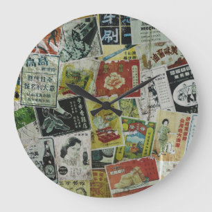 Vintage-Werbebildwand in Hongkong. Große Wanduhr