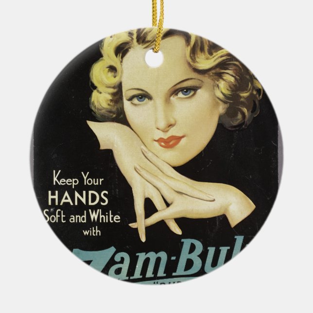 Vintage Werbecreme Blond Hair Keramik Ornament (Vorne)