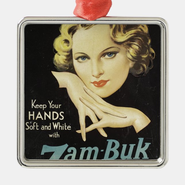 Vintage Werbecreme Blond Hair Silbernes Ornament (Vorne)