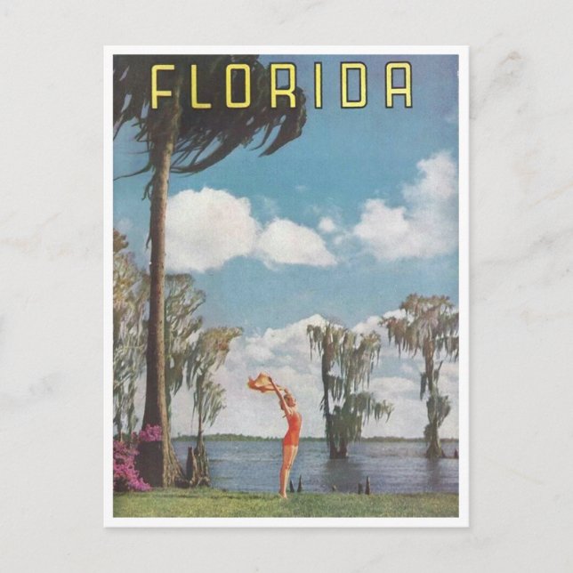 Vintage Werbefrau in Florida Postkarte (Vorderseite)