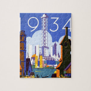 Vintage-Werbeplakat der Chicago World's Fair 1934 Puzzle