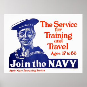 Vintage Werbeplakat der US-Marine Poster