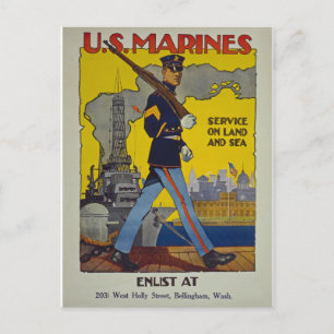 Vintage Werbeplakat des US Marine Corps Postkarte