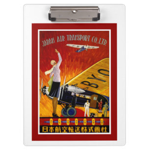 Vintage-Werbeplakat einer japanischen Fluggesellsc Klemmbrett