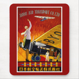 Vintage-Werbeplakat einer japanischen Fluggesellsc Mousepad