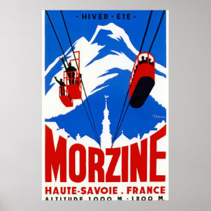 Vintage-Werbeplakat für Gondelbahnen im französisc Poster