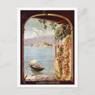 Vintage Werbeplakat für Lago d'Orta aus den 1920er Postkarte