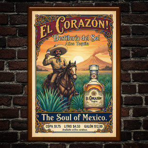 Vintage-Werbeplakat für Tequila Poster
