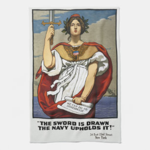Vintage-Werbeposter der Marine aus dem Ersten Welt Geschirrtuch