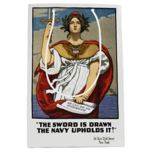 Vintage-Werbeposter der Marine aus dem Ersten Welt Mittlere Geschenktüte