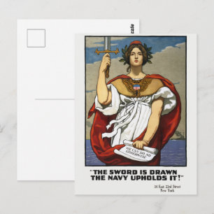 Vintage-Werbeposter der Marine aus dem Ersten Welt Postkarte