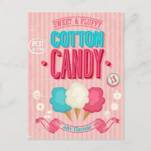 Vintage-Werbeposter für Zuckerwatte Postkarte