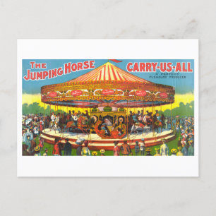 Vintage-Werbepostkarte für ein Karussell Postkarte