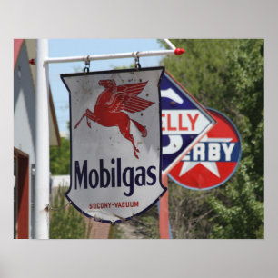 Vintage Werbezeichen für Benzin Poster