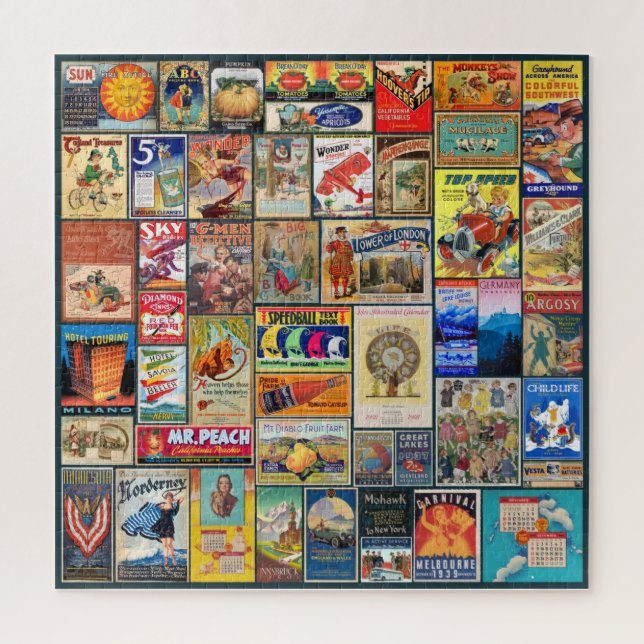 VINTAGE WERBSKOLLAGE, VERPACKT! PUZZLE (Vertikal)