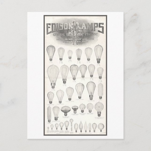 Vintage Werbung Edison Lampen Leuchtbrille Postkarte (Vorderseite)