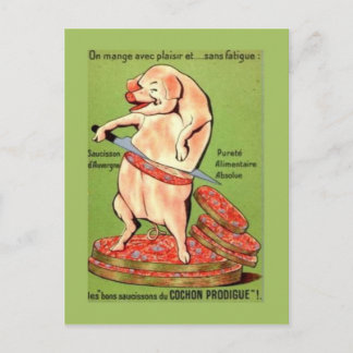 Vintage Werbung, französisch, Schweinefleisch Postkarte