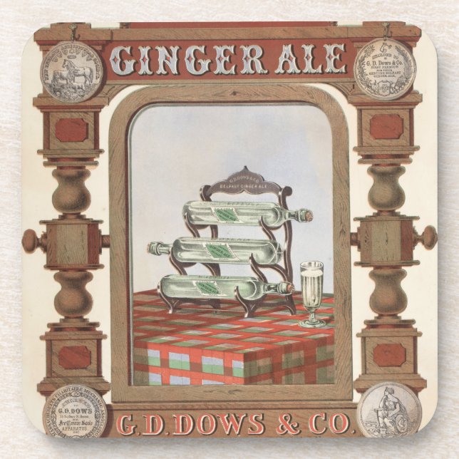 Vintage Werbung für Belfast Ginger Ale. 2 Getränkeuntersetzer (Vorderseite)
