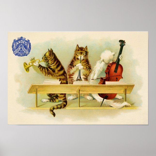 Vintage Werbung für Cat Musician Band Poster (Vorne)