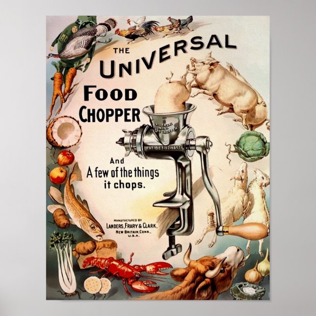 Vintage Werbung für Creepy Food Chopper Poster (Vorne)