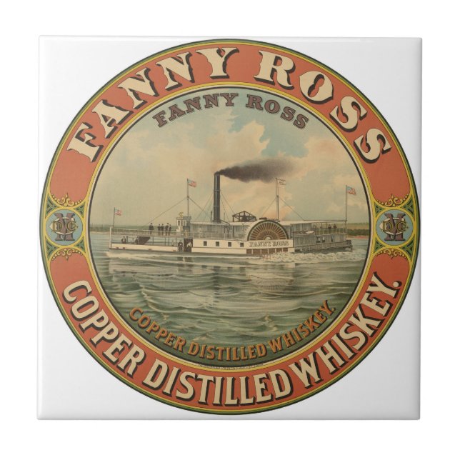 Vintage-Werbung für den destillierten Whiskey-Whis Fliese (Vorderseite)